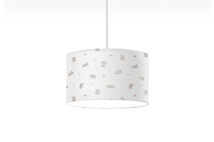 Girl's Rabbits and Roses Nursery Lampshade
