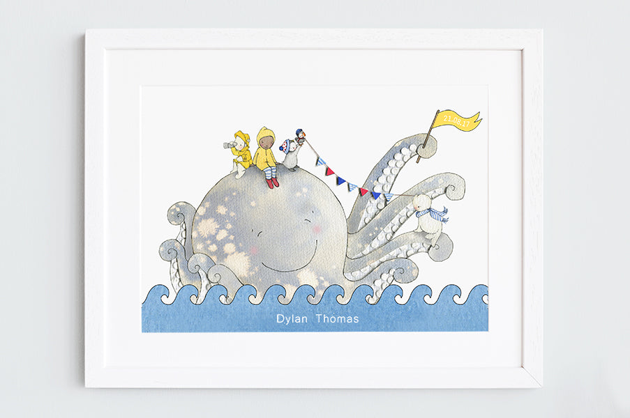 Salty The Octopus Print for Kid&#39;s Bedroom Wall