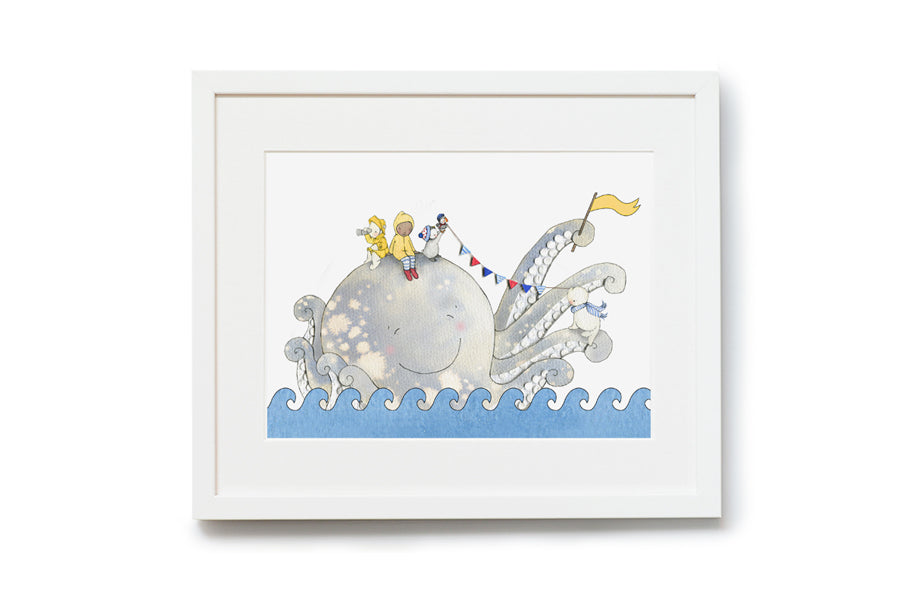 Salty The Octopus Print for Kid&#39;s Bedroom Wall