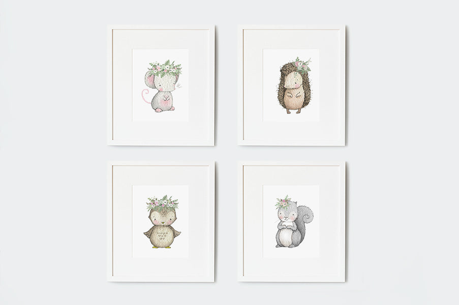 Girl's Garden Babies Nursery Artwork Set