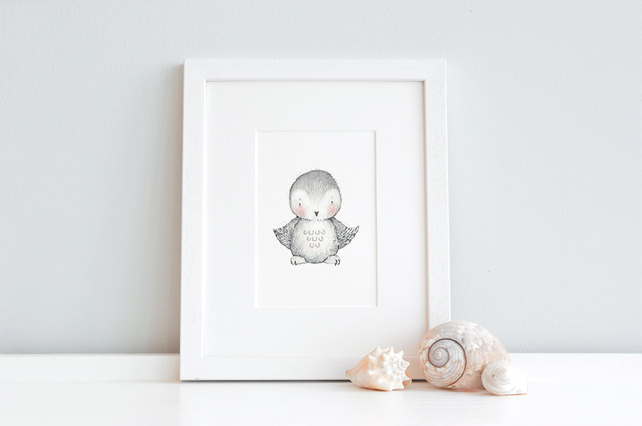 Newborn Baby Snowy Owl Nursery Picture