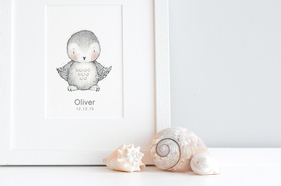 Newborn Baby Snowy Owl Nursery Picture