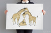 Children&#39;s Big Giraffe Family Wall Art Print