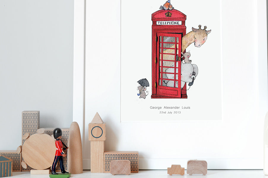 British Red Telephone Box Print for a Kid&#39;s Room (Copy)