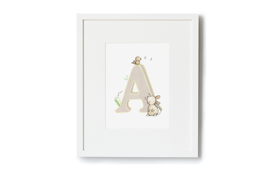 Personalised Neutral Children&#39;s Woodland Letter Print (Copy)