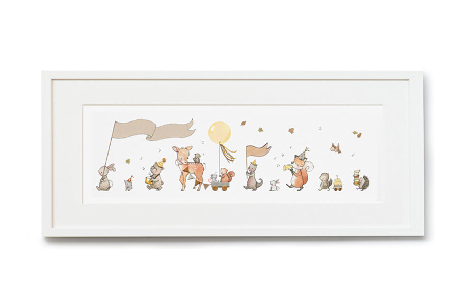 Children&#39;s Personalised Woodland Animal Parade Framed Picture