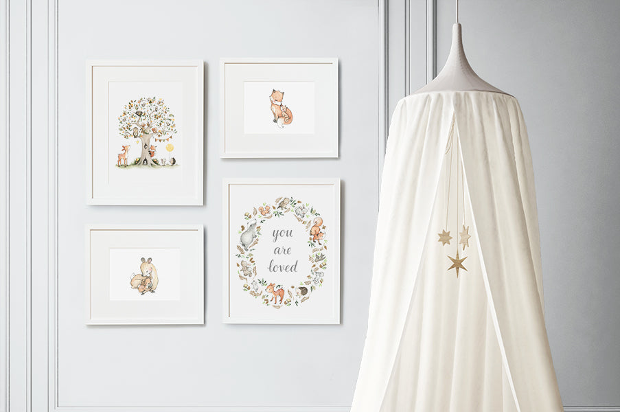 A Woodland Tale Baby's Nursery Art Print Set