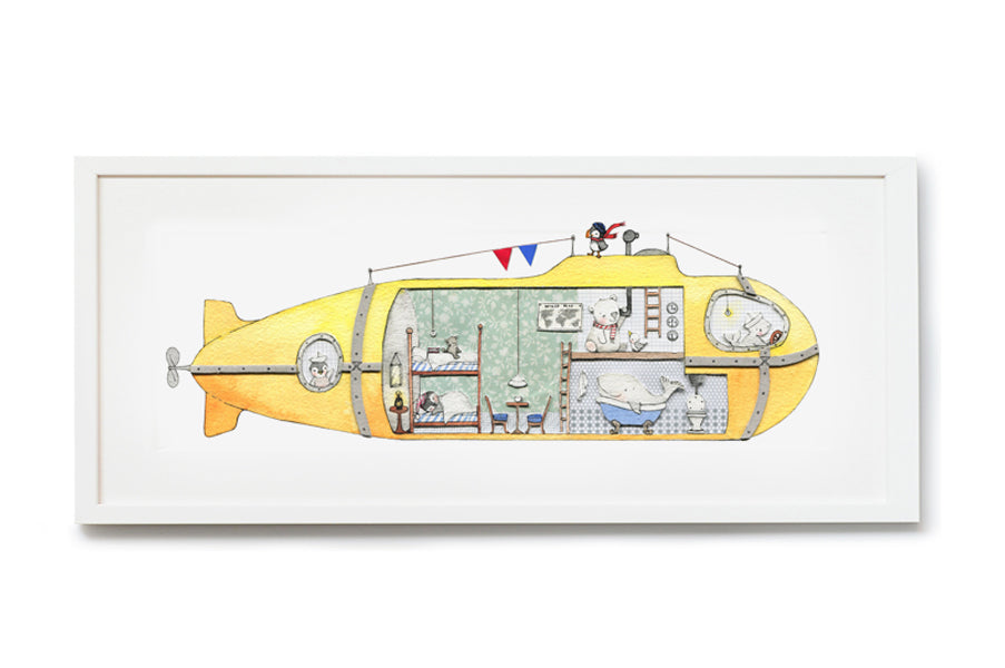 Children&#39;s Framed Yellow Submarine Bedroom Picture