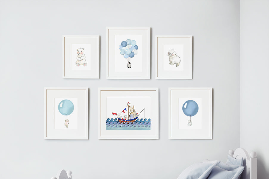 Children's Arctic Animal Adventure Print Decor Set