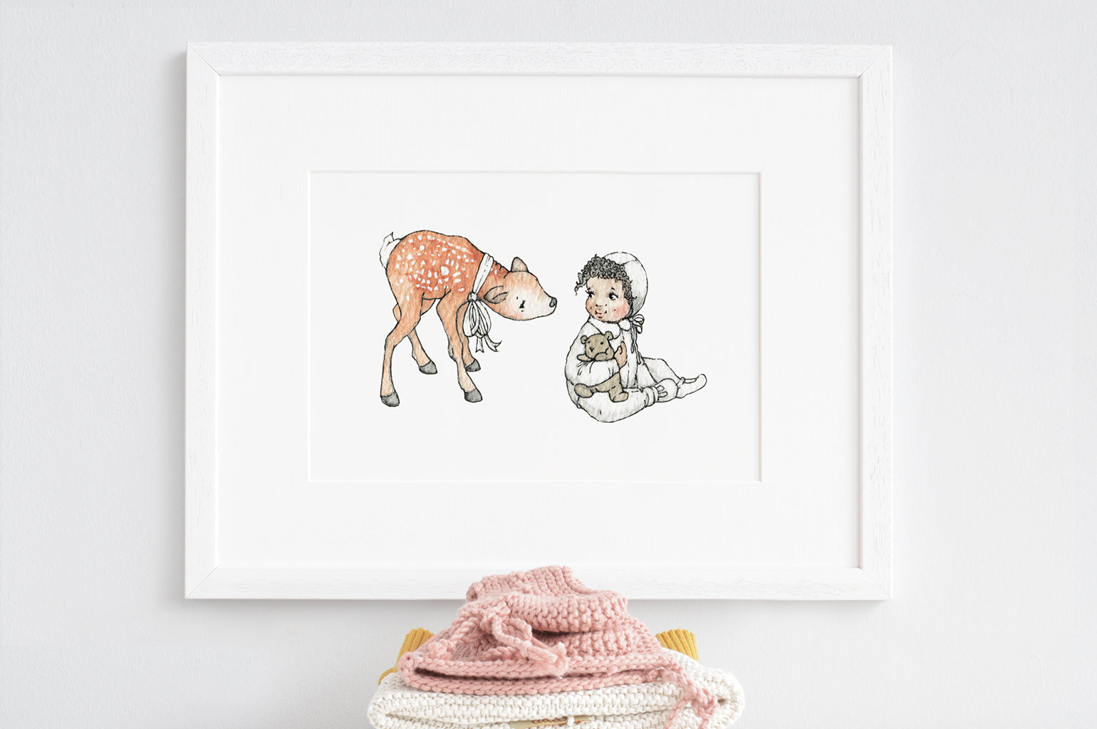 Children's illustration 'Baby Meets Fawn' Print