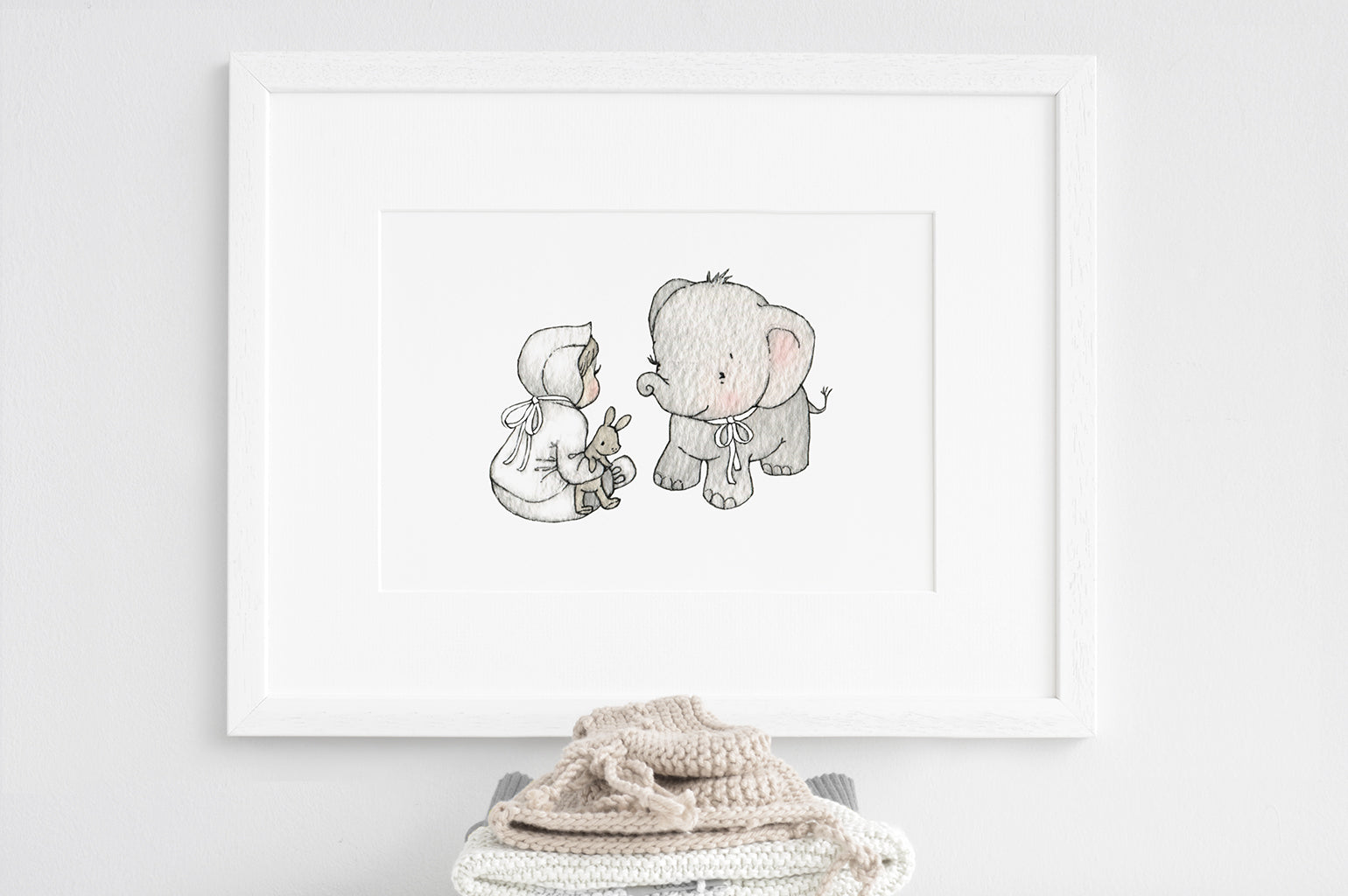 Children's illustration 'Baby Meets Elephant' Print
