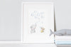 Children&#39;s Elephant Bunny &amp; duckling bubbles art print
