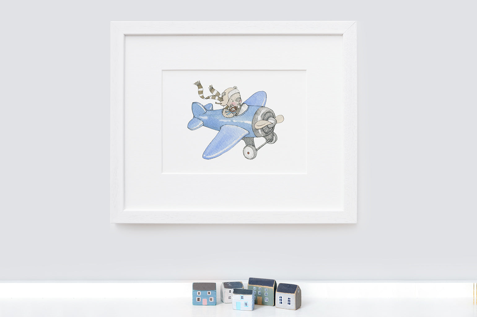Children&#39;s Classic Blue Airplane Picture for a baby boy nursery