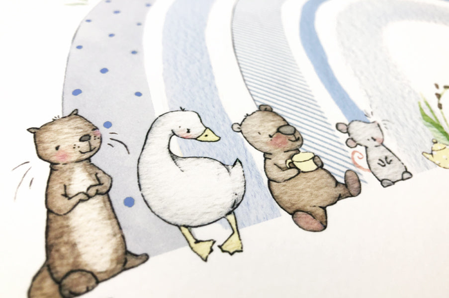 Boy&#39;s personalisable pastel blue dreamer rainbow picture