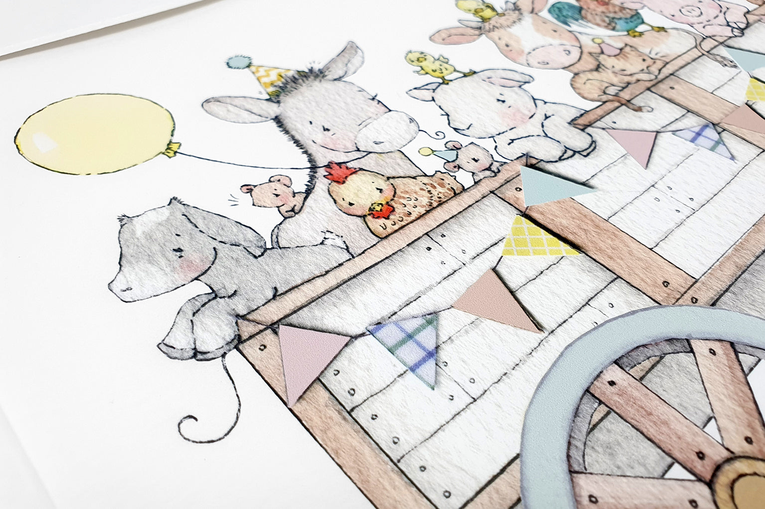 Kid&#39;s big farm animal cart poster print