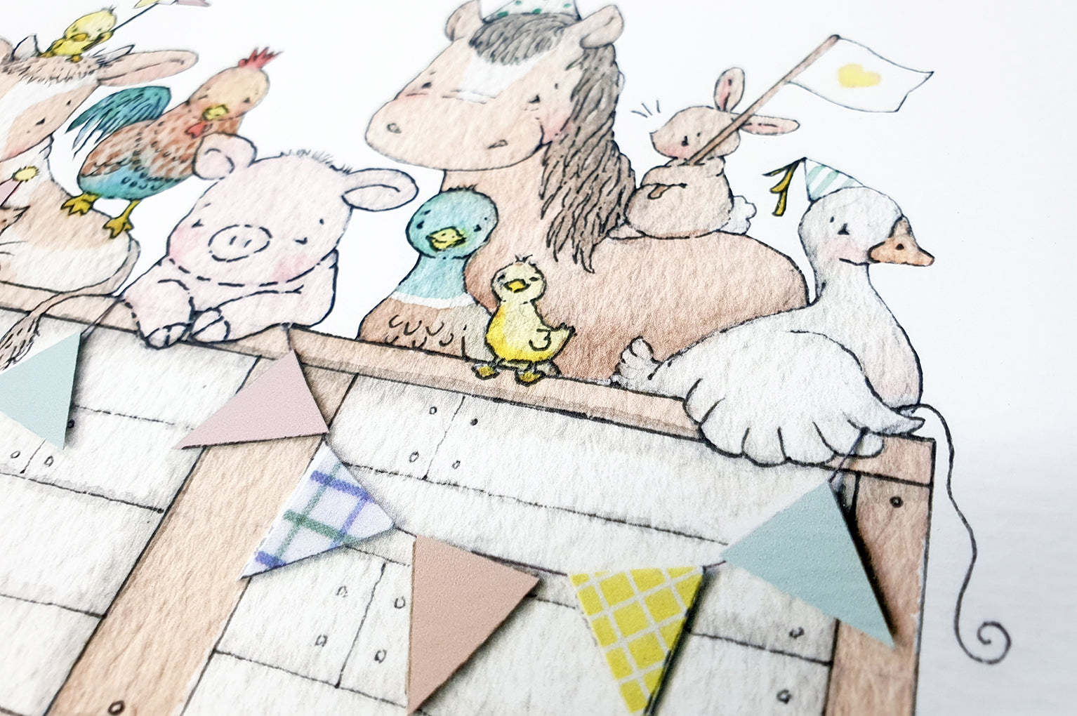 Kid&#39;s big farm animal cart poster print