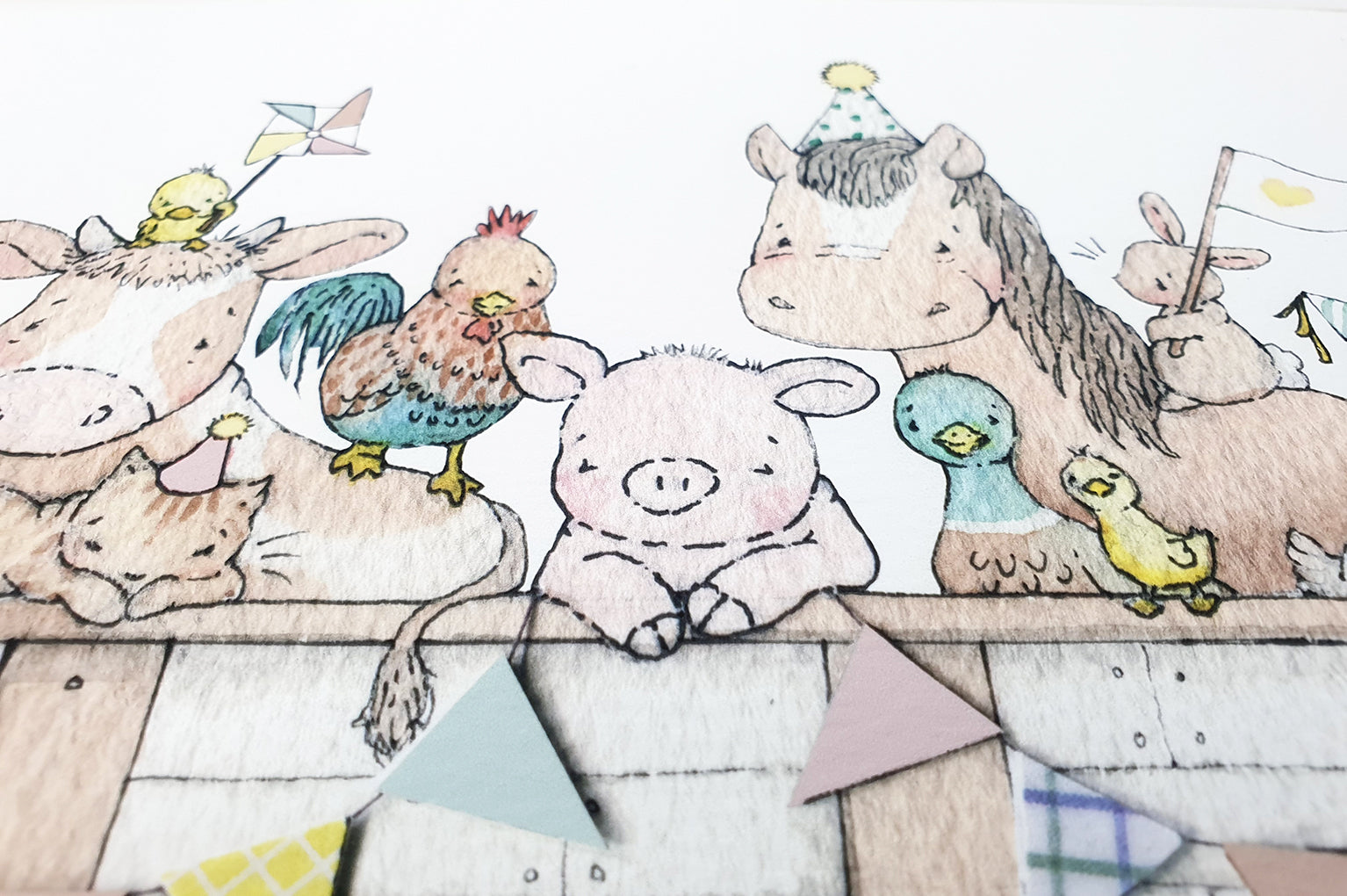 Kid&#39;s big farm animal cart poster print