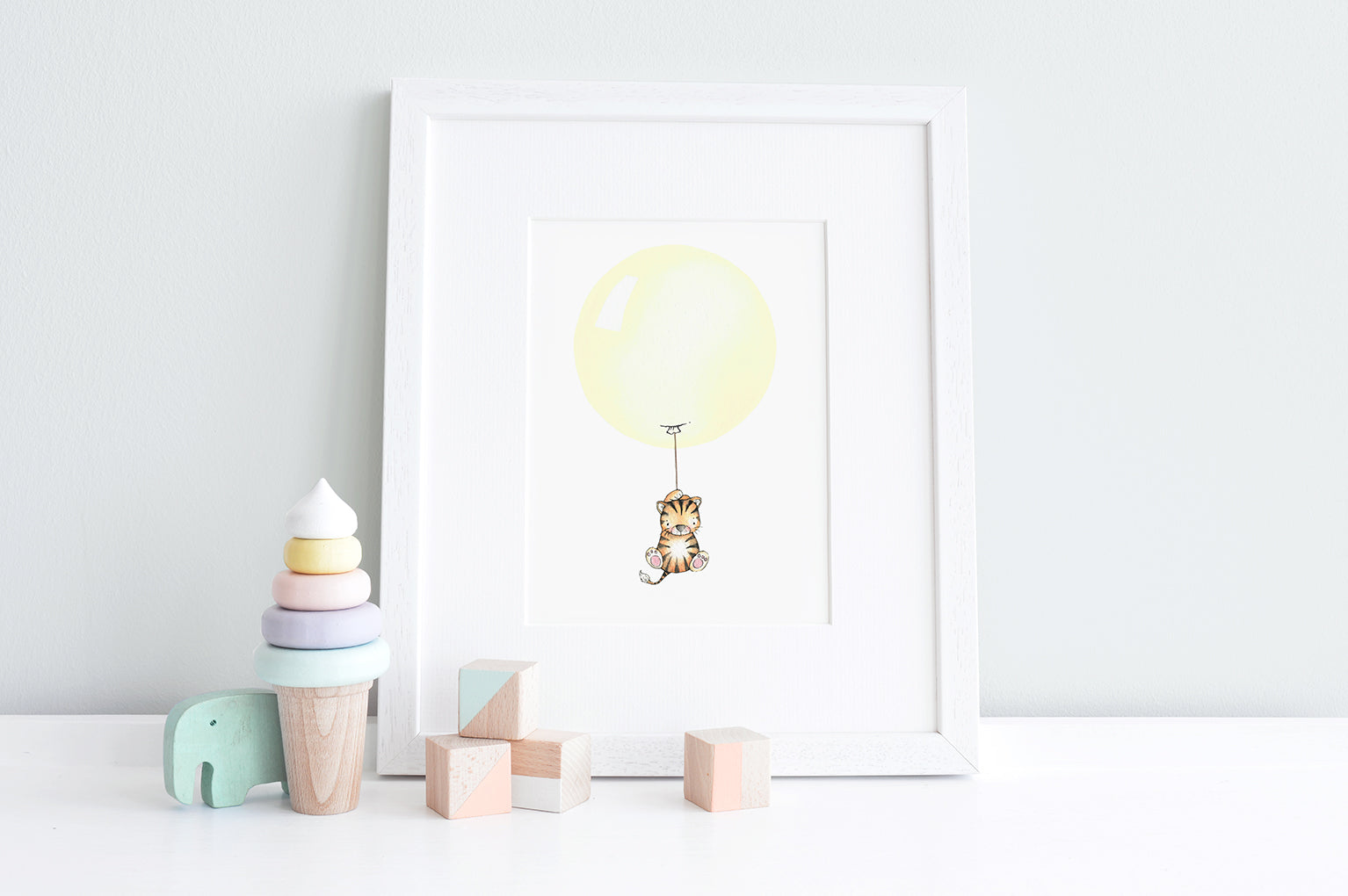 Children's Lemon Yellow Round Balloon Nursery Print