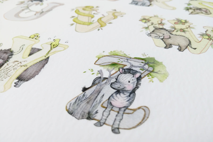 Kid&#39;s Gender Neutral Safari Jungle Alphabet Print