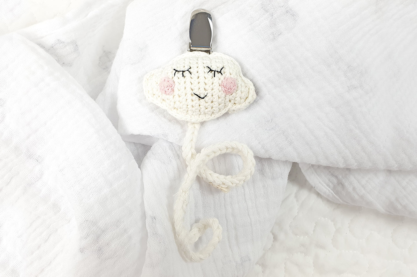 60% OFF | Crochet sleepy cloud baby dummy pacifier clip