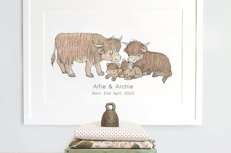 Children&#39;s Illustrated Highland Cow Family Picture (Copy)