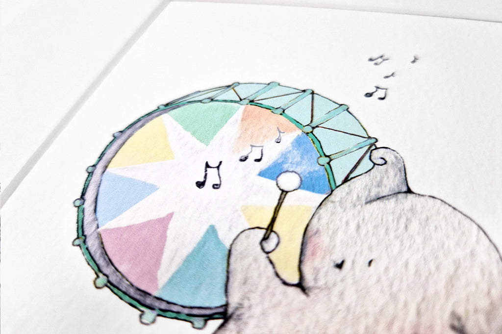 Drummer Elephant Print for Baby&#39;s Circus Nursery