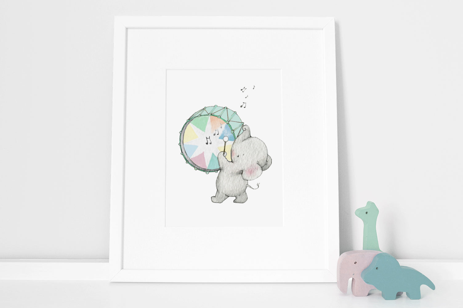Drummer Elephant Print for Baby&#39;s Circus Nursery