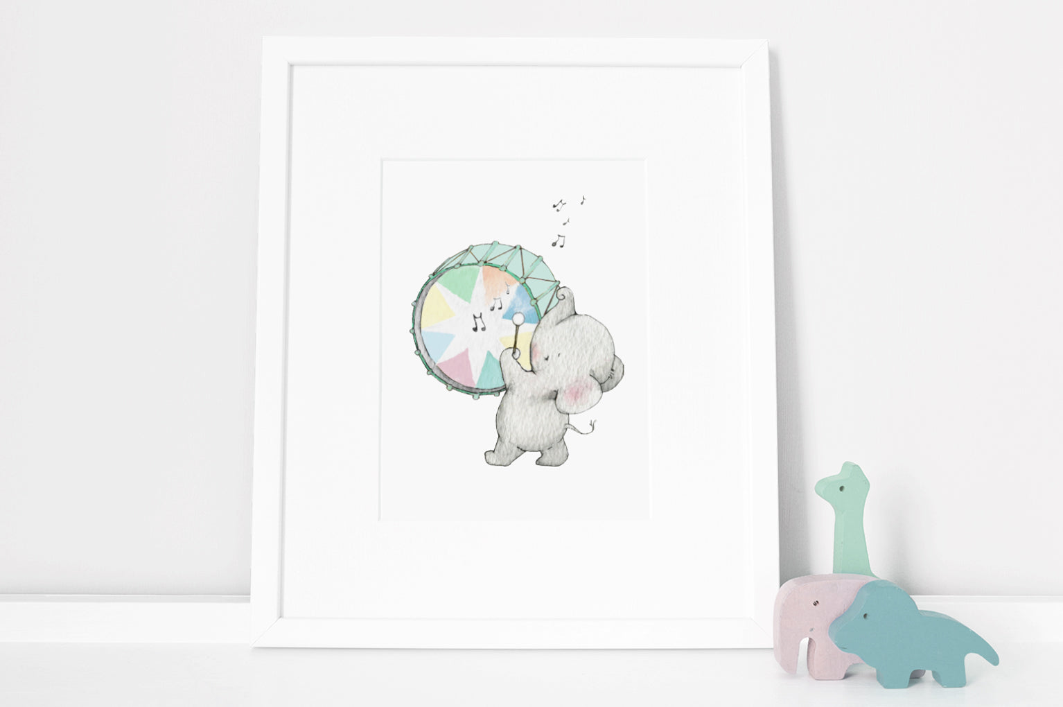 Drummer Elephant Print for Baby&#39;s Circus Nursery
