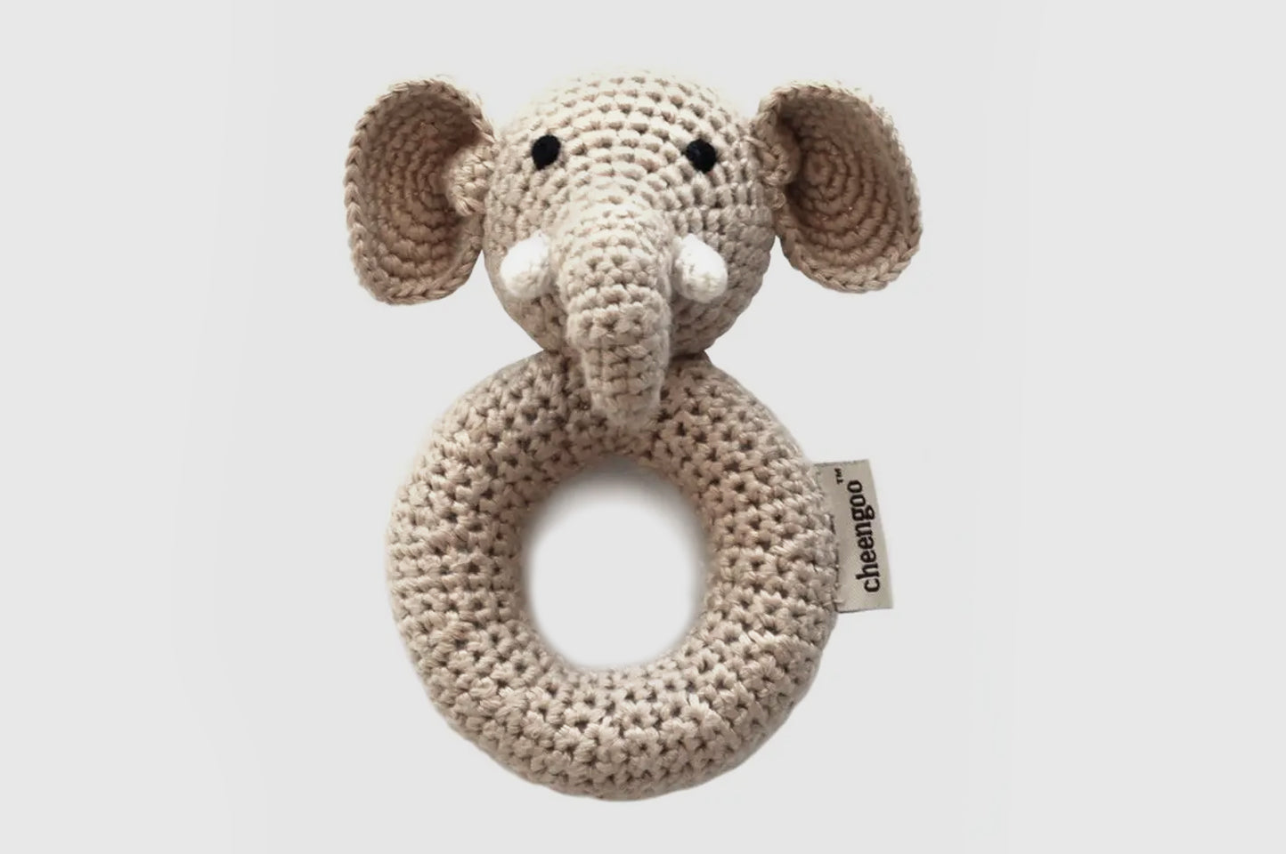 50% OFF | Organic Crochet Elephant Ring Baby Rattle Toy