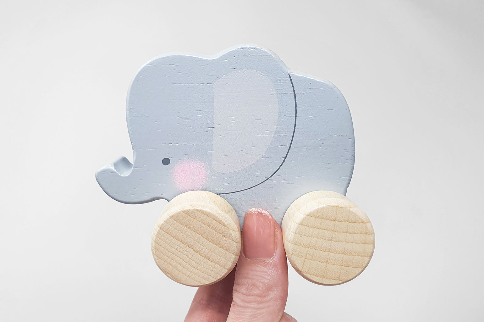 Wooden Elephant on wheels Toddler Push Toy
