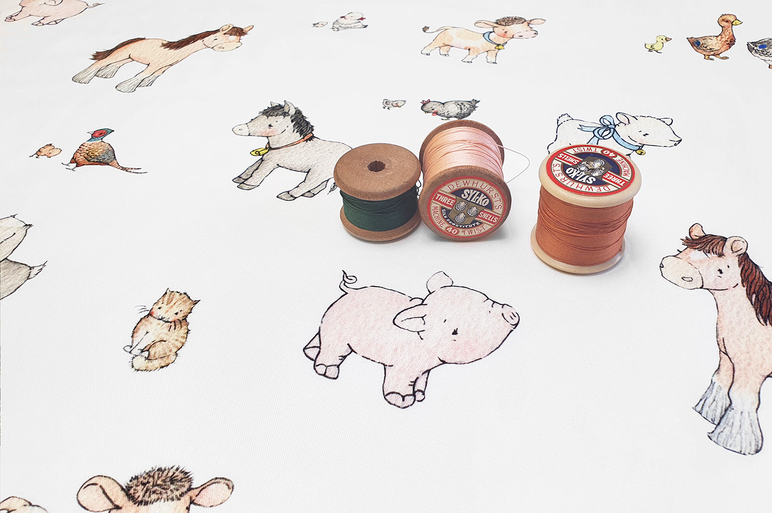 Children's Farm Animals Cotton Fabric