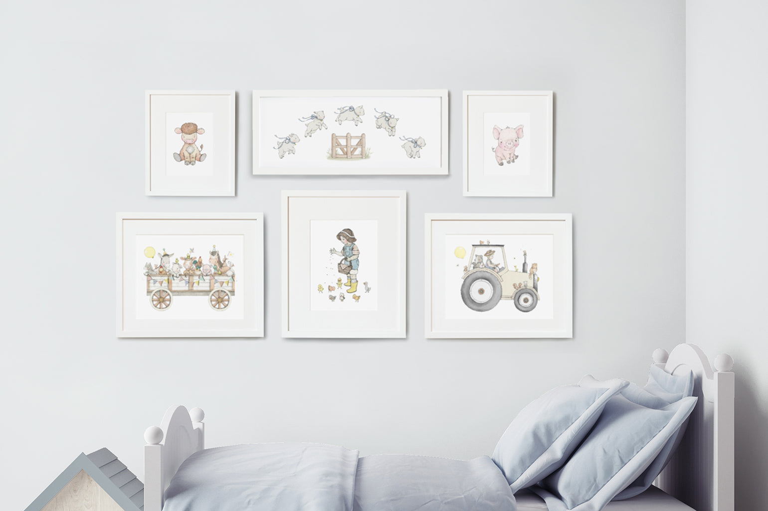 Children's Framed Farm Theme Wall Art Decor Set