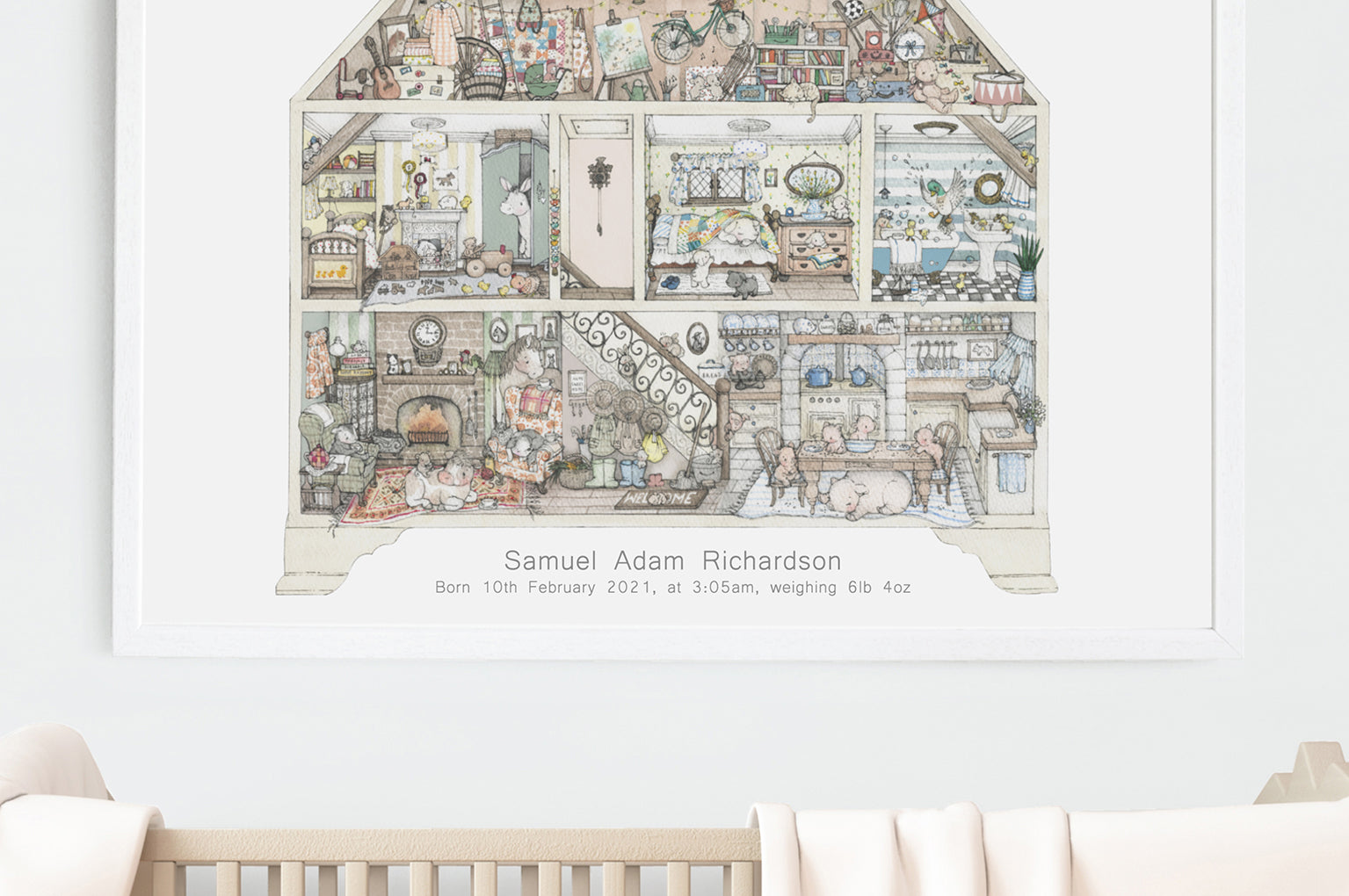 Children&#39;s Illustrated Farm House Fine Art Wall Print