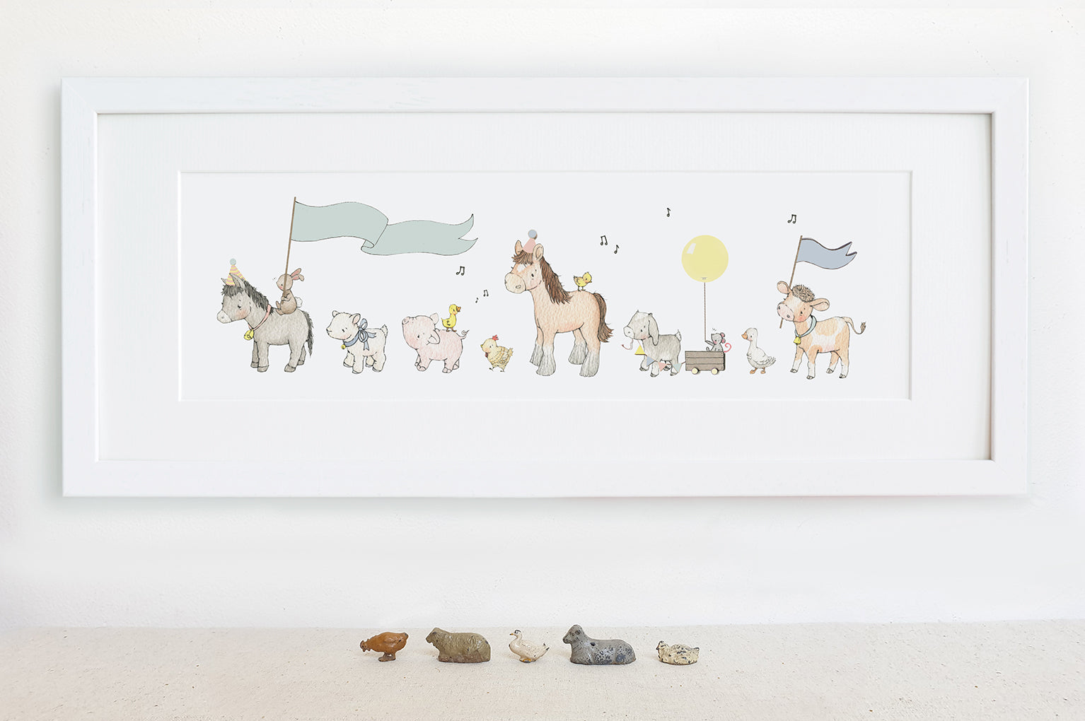Children's personalised framed farm animal parade picture