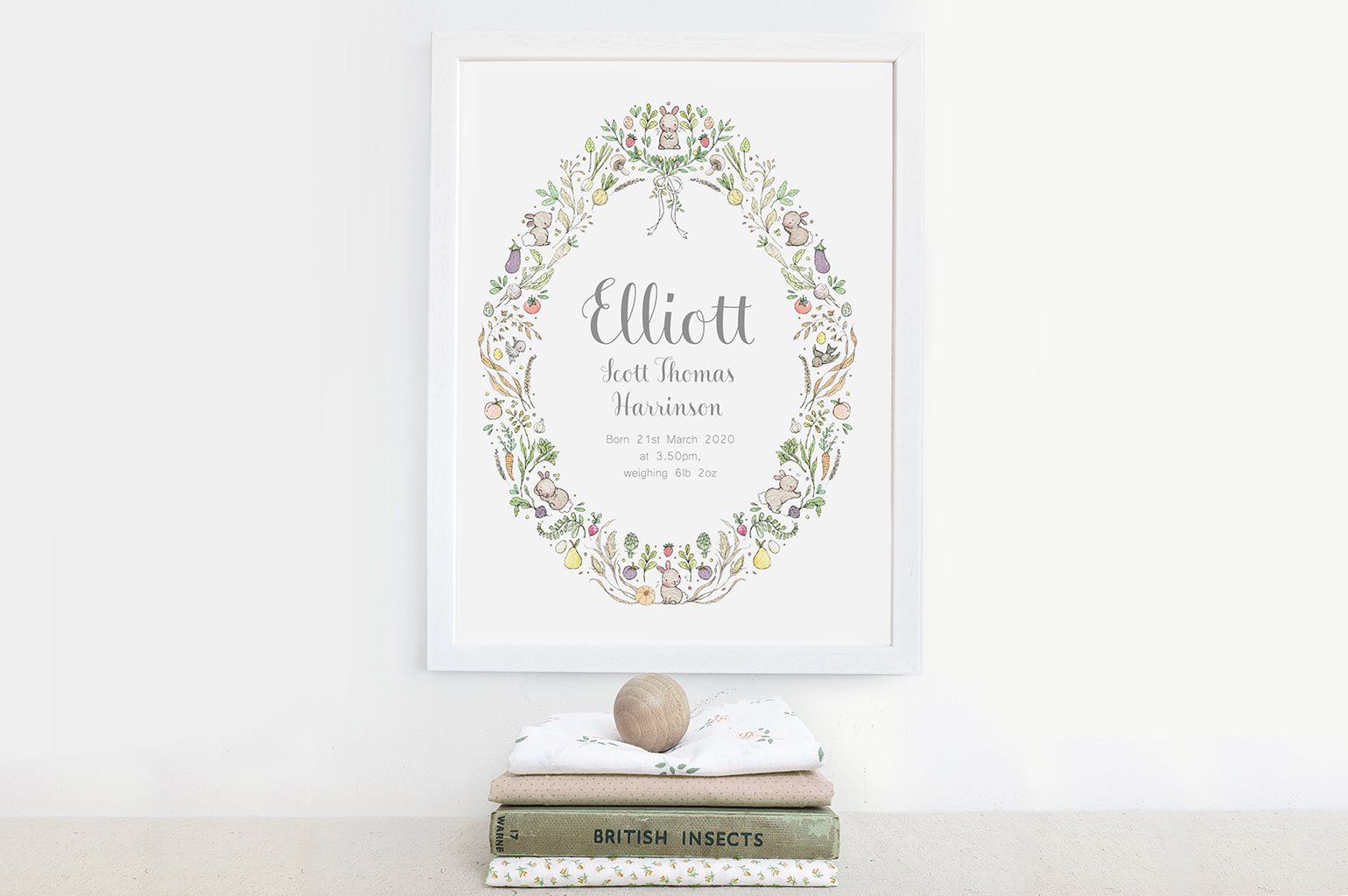 Children's Personalised Garden Allotment Wreath Picture