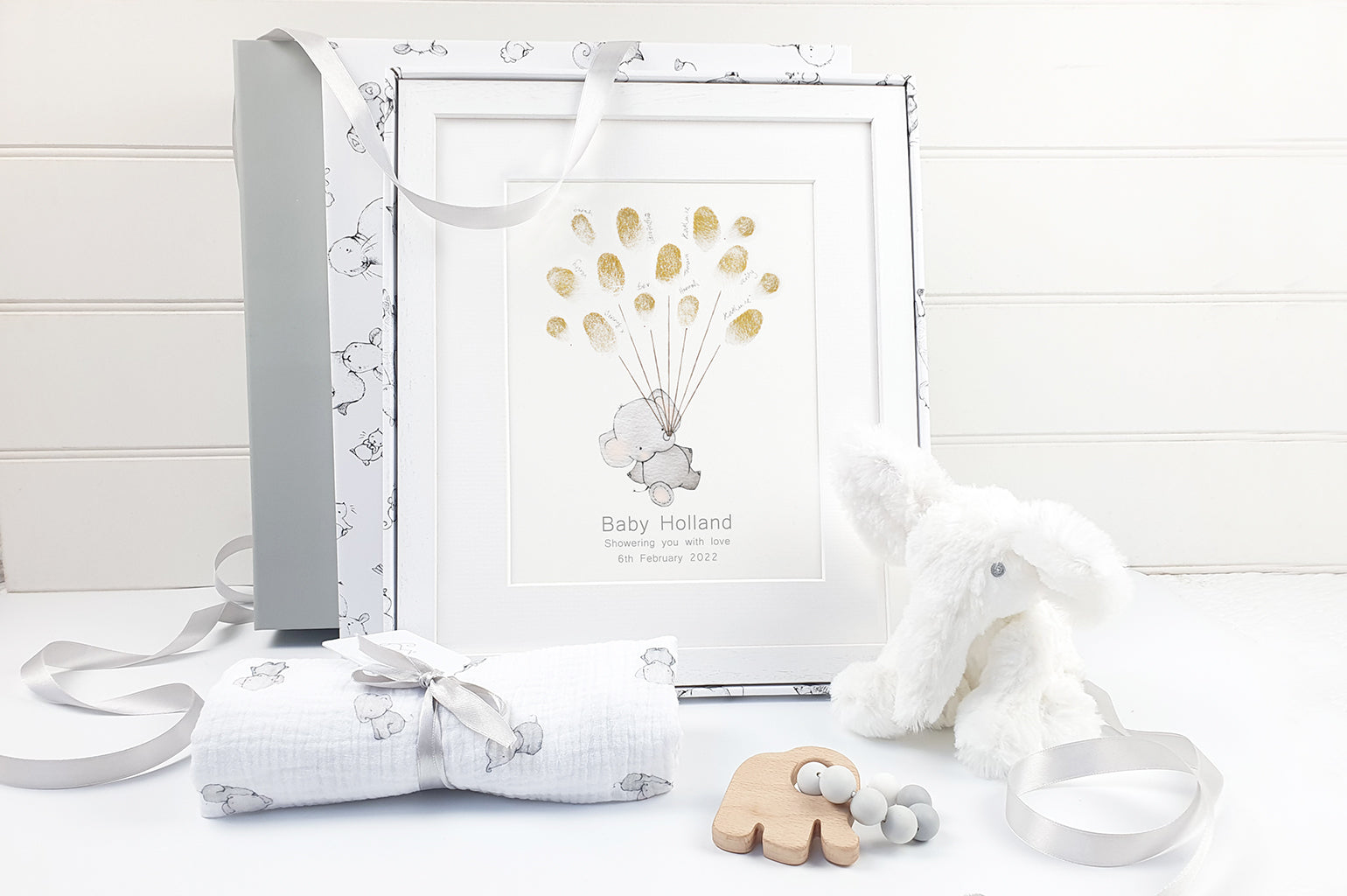 Elephant Celebration Gift Box for Baby Shower, Birthday or Baptism