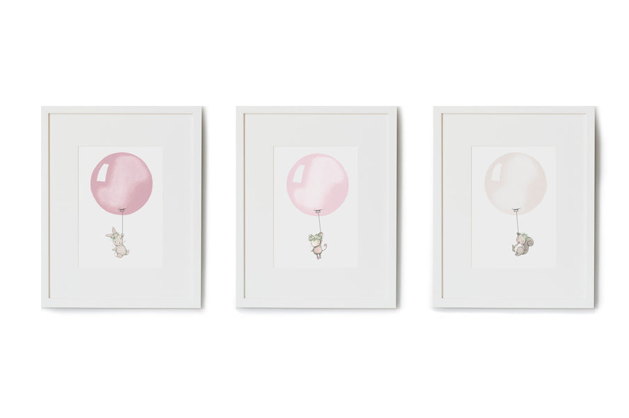 Floral Garden Balloon Set of Nursery Prints
