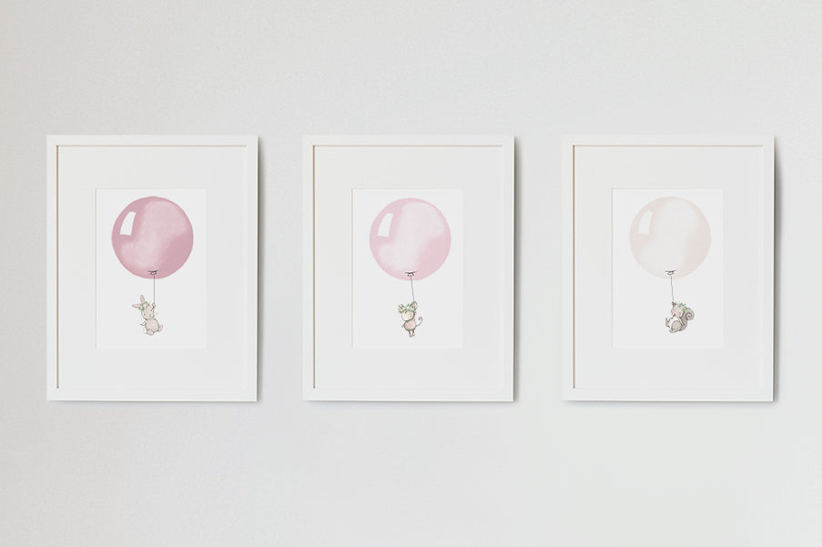 Floral Garden Balloon Set of Nursery Prints