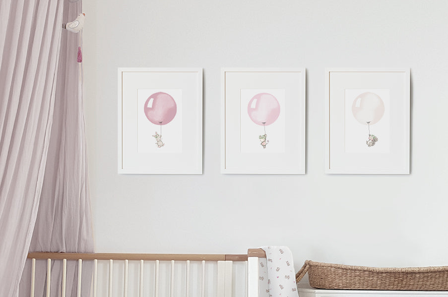 Floral Garden Balloon Set of Nursery Prints