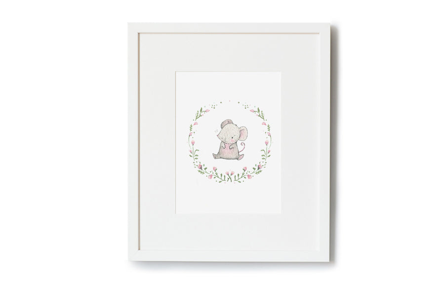 Girl&#39;s Floral Woodland Mouse Print