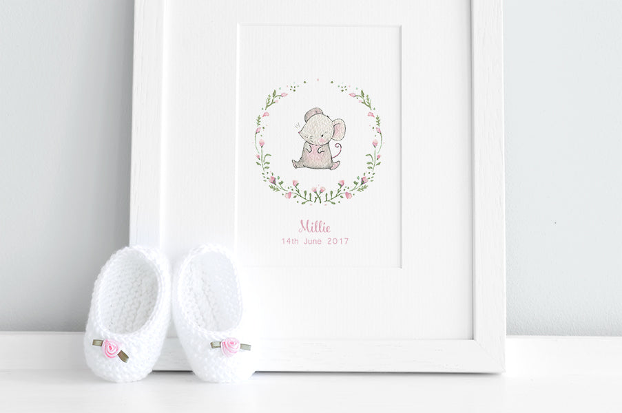 Girl&#39;s Floral Woodland Mouse Print