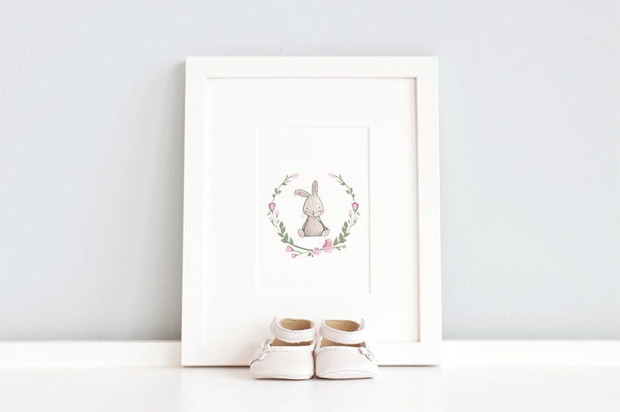 40% OFF | Framed 12x10" Floral Bunny Print