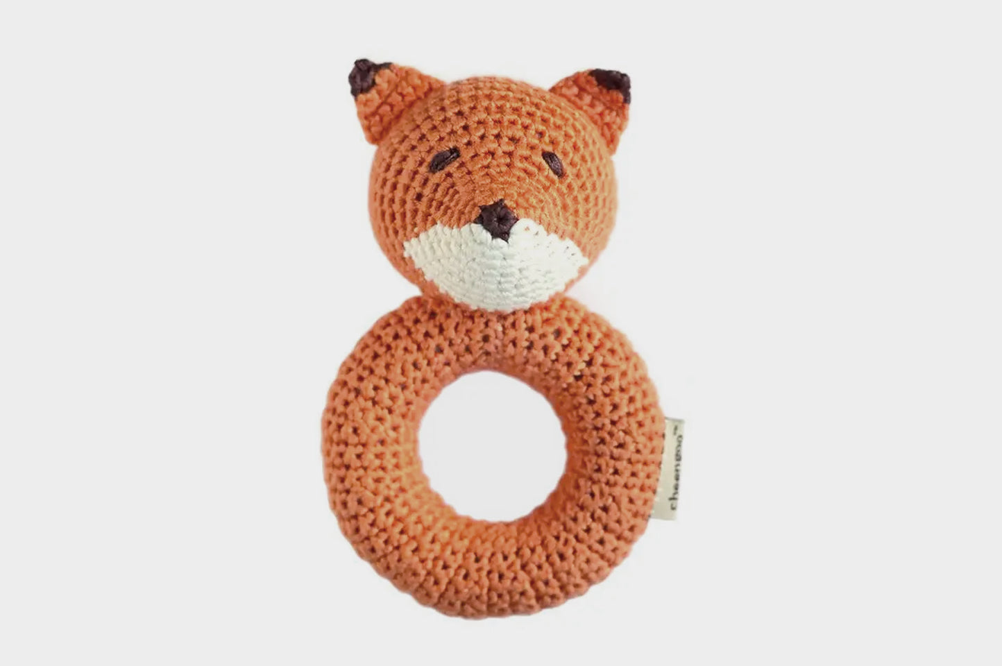 Organic Crochet Fox Ring Baby Rattle Toy