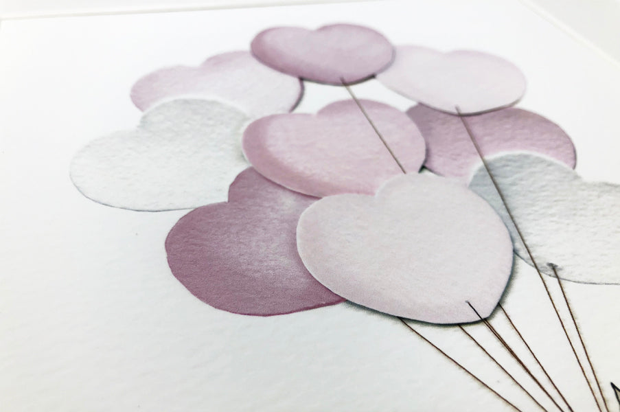 Girl&#39;s Big Heart Balloon Bunch Nursery Art Print (Copy)