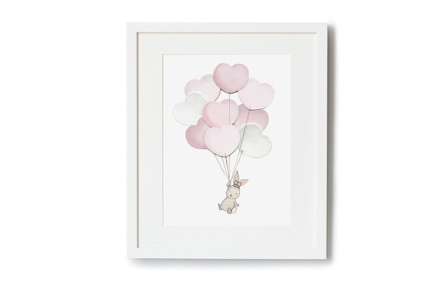 Girl&#39;s Pink Heart Balloon Bunch Wall Picture (Copy)