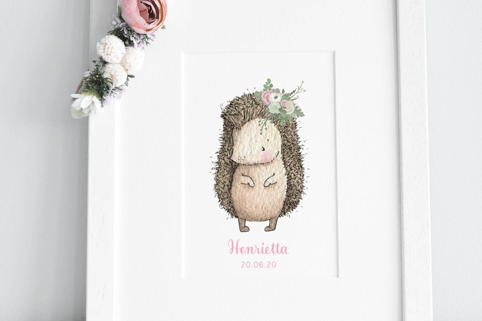 Girl's Garden Hedgehog Nursery Wall Art Print
