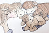 Children&#39;s Illustrated Highland Cow Family Picture