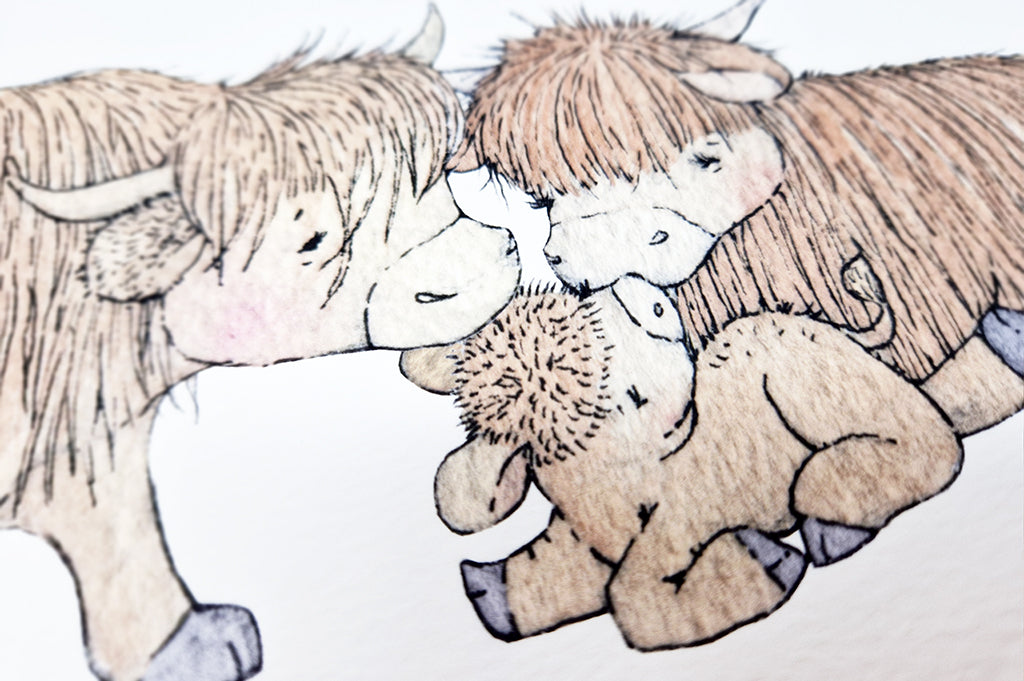 Children&#39;s Illustrated Highland Cow Family Picture (Copy)