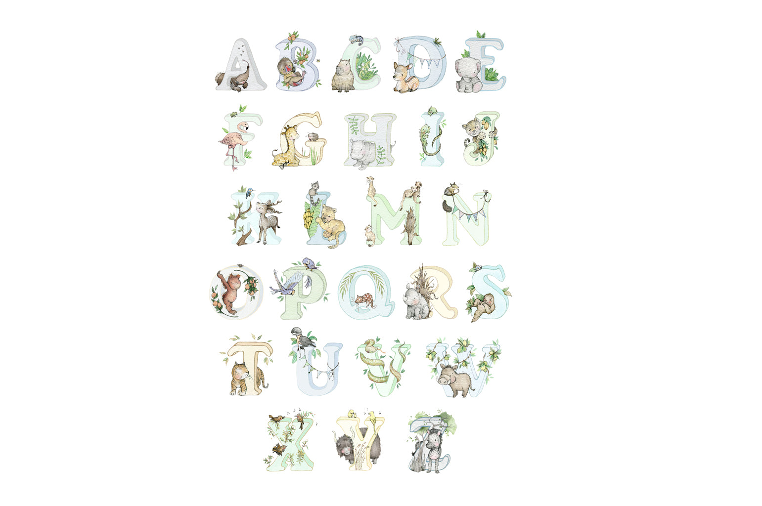 Boy&#39;s Personalised Framed Blue Jungle Animal Name Picture