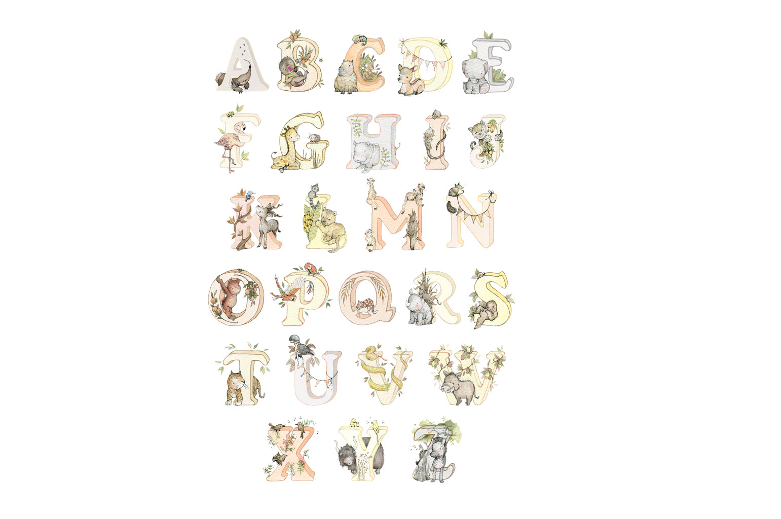 Personalised Framed Neutral Safari Jungle Kid&#39;s Name Print